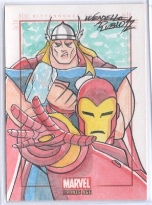 2012 Marvel Bronze Age SketchaFEX Iron Man & Thor by Wendell Rubio Silva - Image 1 of 2