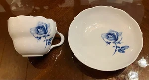 Juego de tazas y platillos Meissen rosa azul Meissen - Imagen 1 de 5