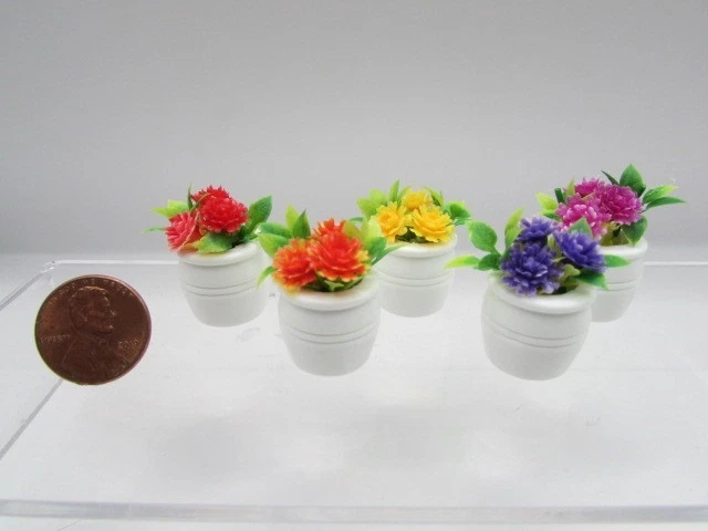 Dollhouse Miniature Flower in White Pot - Various Colors ART313 - Image 1 of 1