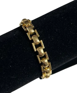 Gold Tone Polished Link 7” Bracelet Vintage Retro - Picture 1 of 14