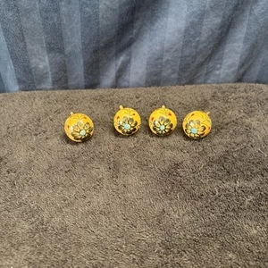 Lot of 4 Porcelain Floral Pull Knobs/Drawer Handles      R10 - Picture 1 of 17