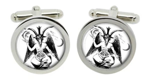 Baphomet Satanic Cufflinks in Chrome Box - Picture 1 of 5
