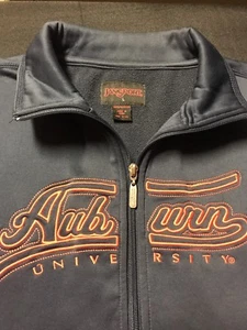 EUC JanSport Jacket/Zip Up Womens Sz.L Polyester Navy Blue/Orange Spellout/Trim - Picture 1 of 12