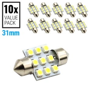 10X 6000K White SMD 9-LED Map/Dome Interior Lights Bulbs 31MM Festoon - Picture 1 of 8