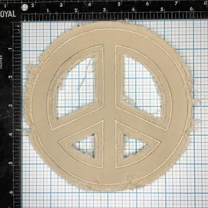 VINTAGE PEACE SIGN BOHO HIPPIE 6" CANVAS EMBROIDERED IRON ON PATCH KHAKI - Picture 1 of 2