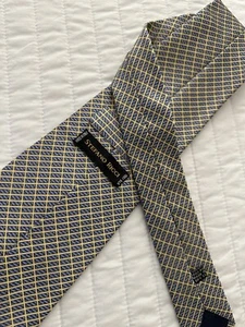 Stefano Ricci Gold Blue & Black Square Print Silk Neck Tie Mint! - Picture 1 of 6