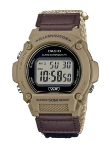 Reloj Digital Banda de Tela Bronceado - Retroiluminación LED, Alarma, Cronómetro, Resistente al Agua - Imagen 1 de 5