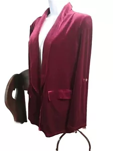 CHAQUETA LOOK TERCIOPELO ROJO SHEIN MUJER TALLA S DOS BOLSILLOS POLIÉSTER - Imagen 1 de 6