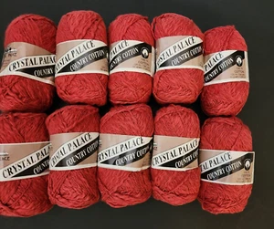 10 Balls Crystal Palace Country Cotton 100% Cotton Yarn Spun in Belgium Red - Picture 1 of 8