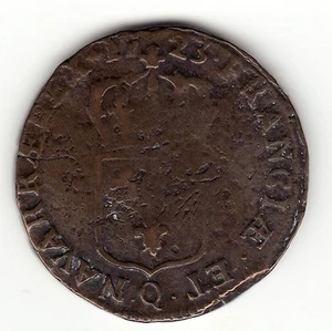 Rare 1723 Q Brass Sol from Perpignan, French Colonial , LOUIS XV - Bild 1 von 3