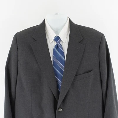 Stafford Gray Worsted Wool Polyester 2 Silver Button Blazer 48L Portly Tagged 50 - Image 1 of 4