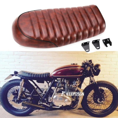 PU Driver Cafe Racer Seat Flat Saddle Brown For Kawasaki Z650 Z750 Z900 Z1000 - Image 1 of 4
