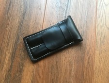 Horween Leather Fountain Pen Pouch, Pen Case for 2 Pens , Black Color