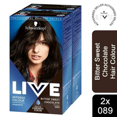 2x Schwarzkopf Live Intense Colour Permanent Hair Dye,089 Bitter Sweet Chocolate