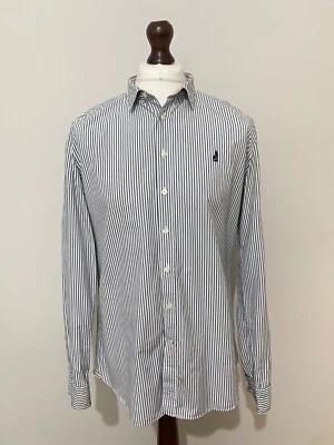 THOMAS PINK Shirt Mens Medium Long Sleeve Blue White Striped Cotton Casual - Image 1 of 4