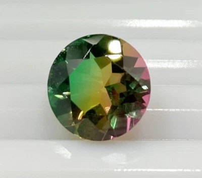 Genuine Crystal Watermelon Tourmaline Stone Faceted Doublet Tri Color Gemstone - Image 1 of 4