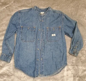 Vintage Calvin Klein Denim Long sleeve boy Shirt size small - Picture 1 of 3