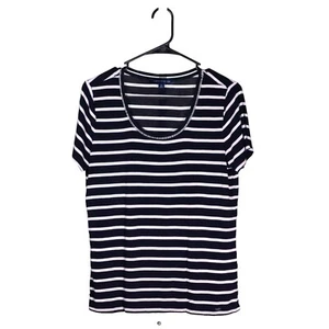 Tommy Hilfiger Women’s Top S Blue White Striped Stretch Preppy Casual T-Shirt - Picture 1 of 9