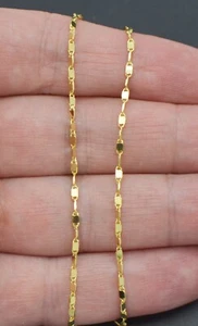 Real 10k Yellow Solid Gold Shiny Mirror Style Chain Necklace 7 in 1.2gr 1.5mm - Picture 1 of 3