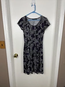 Notations Petite Dress Women’s Size PS Paisley Purple Black White Fit & Flare - Bild 1 von 7