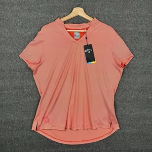 Callaway Fine Line Stripe Polo Shirt Women’s XL Red Apricot Golf Stretch NWT - Bild 1 von 8