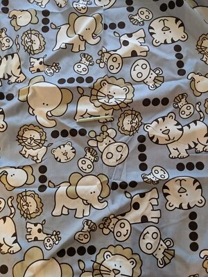 NURSERY BELLA COZY Upholstery Drapery Fabric lion tiger elephant giraffe 3y - Image 1 of 2