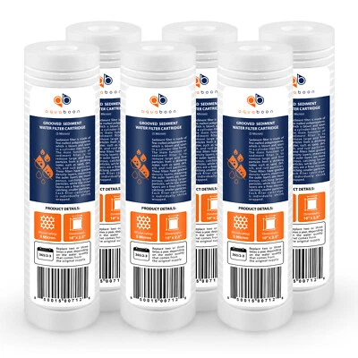 Grooved Sediment Water Filter 5 Micron 10" x 2.5" size 6 PACK  by Aquaboon - Image 1 of 4