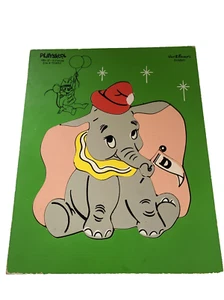 Vintage 1960s PLAYSKOOL WALT DISNEY Wood Puzzle ,Dumbo Elephant, Nostalgia Art - Picture 1 of 10