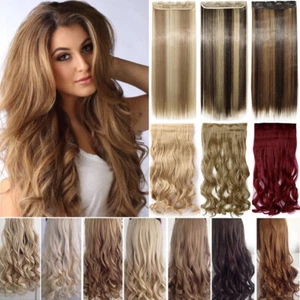 Professional Real Thick CLIP IN HAIR EXTENTIONS 3/4 FULL HEAD One Piece as Human - Picture 1 of 62