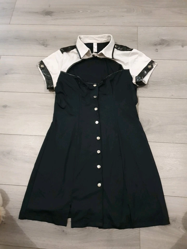 Vestido de oficial de policía blanco y negro Ann Summers PVC talla 10-12 Foto 1 de 4