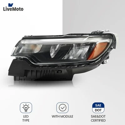 LED Reflector Headlight w/o LED DRL Driver Side For 2022-2024 Jeep Compass - Image 1 of 4
