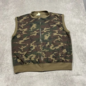 VTG Sears Fieldmaster Camouflage Camo Green Woodland Hunting Vest 3XL 70s - Picture 1 of 9