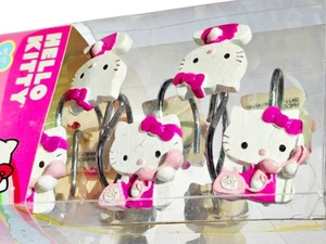Hello Kitty Duschvorhang Haken Set 12 Stück Rosa Telefon Sanrio 2011 Neu aus altem Lagerbestand - Bild 1 von 6