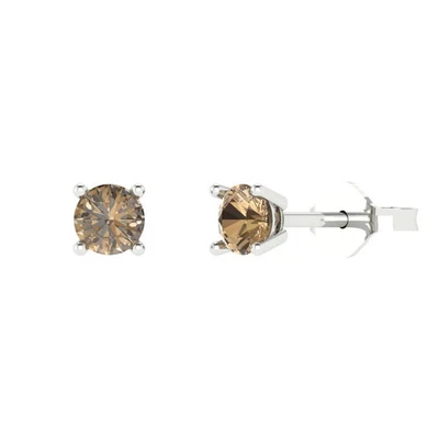 0.5 cttw Round Simulated Champagne Diamond Gold-Plated Push Back Stud Earrings - Image 1 of 4