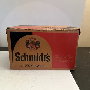 Vintage 1973 ? SCHMIDT'S BEER CARDBOARD CASE Holds 12 32 oz. BOTTLES Return Box - Picture 1 of 13