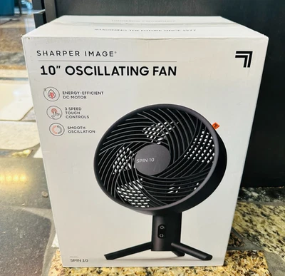 Sharper Image 9.8-in 24 -Volt 3 -Speed Indoor Black Oscillating Desk Fan - Image 1 of 4