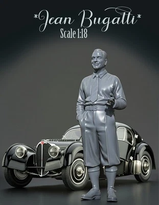 Jean Bugatti UNPAINTED FIGURE for CMC, Bugatti 57 SC, BAUER, AUTOart Scale  1:18 - Imagen 1 de 3