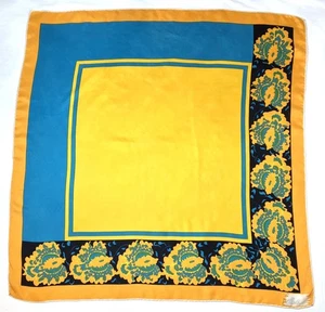 Vintage Bellotti Color Block Paisley Silk Scarf Orange Gold Blue 30" x 30" TS12 - Picture 1 of 4
