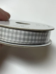 New Stampin Up Smoky Slate Gingham Ribbon  Gray Check 10 Yards 1/2” Wide #7214 - Picture 1 of 3