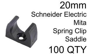 100x 20mm Runde Feder Clip Sättel Schneider Electric Mita Schwarz Rohr CSA20B - Bild 1 von 2
