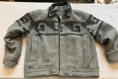 Chaqueta de Cuero Comstock RARA Negra y Gris Talla 42/Mediana Lana de Alpaca Cuero Foto 1 de 4