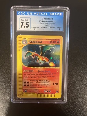 Pokemon 2002 Charizard 6/165 Expedition Base Set Holo CGC 7.5 NM SWIRL - Image 1 of 4