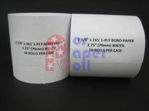 PAPEL DE RECIBO 2 3/4" X 165' 1 CAPA CARBONLESS BOND PoS 50 rollos ** ENVÍO GRATUITO - Imagen 1 de 1