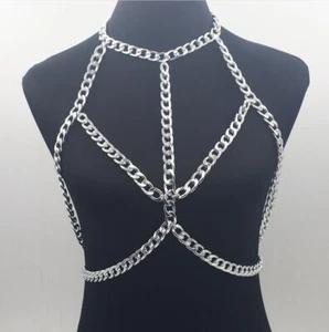 Damen Bikini Umhängetasche Kette BH Brust Schmuck Party Kostüm Zubehör Halskette - Bild 1 von 20