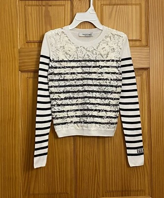 Suéter a rayas de encaje Valentino talla S Foto 1 de 4
