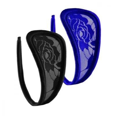 2er Set C-String Spitze Damen Slip Mini Bikini Schwarz Blau Unterhose Dessous SM - Bild 1 von 4