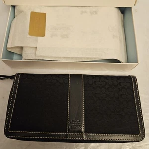 Coach Signature Collection Akkordeon-Geldbörse Damen lang Reißverschluss schwarz - Bild 1 von 5