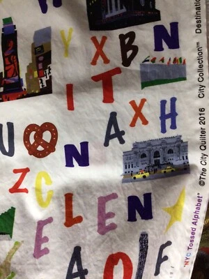 NYC Tossed Alphabet The City Quilter 2016 Cotton Fabric 3 1/4 Yds BTY - Image 1 of 3