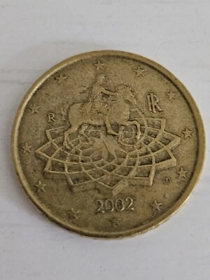 2002 Italy 50 Cent Euro Cent Coin, Rare  - Image 1 of 4