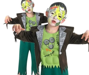Boys Frankenstein Halloween Monster Muscle Chest Fancy Dress Costume Kids - Picture 1 of 3